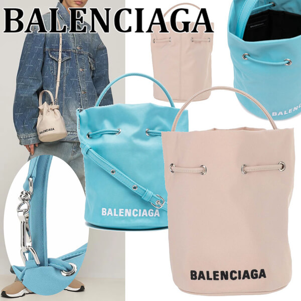 バレンシアガ ナイロン ロゴ ドローストリング 2WAY バケットバッグ偽物656682H854N4860